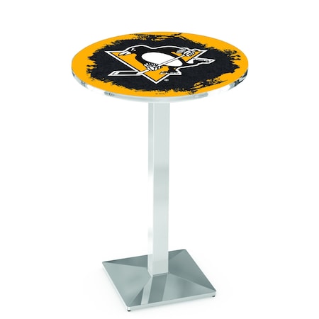 Holland Bar Stool Co 36" Chrome Pittsburgh Penguins Pub Table L217C3628PitPen